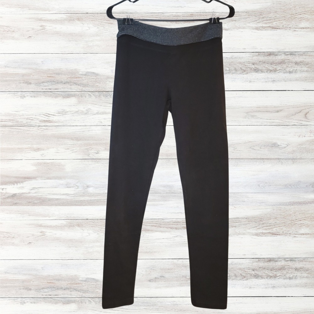 Aerie Black Leggings‎ Striped Waistband Athleisure Casual Pants Size M Long